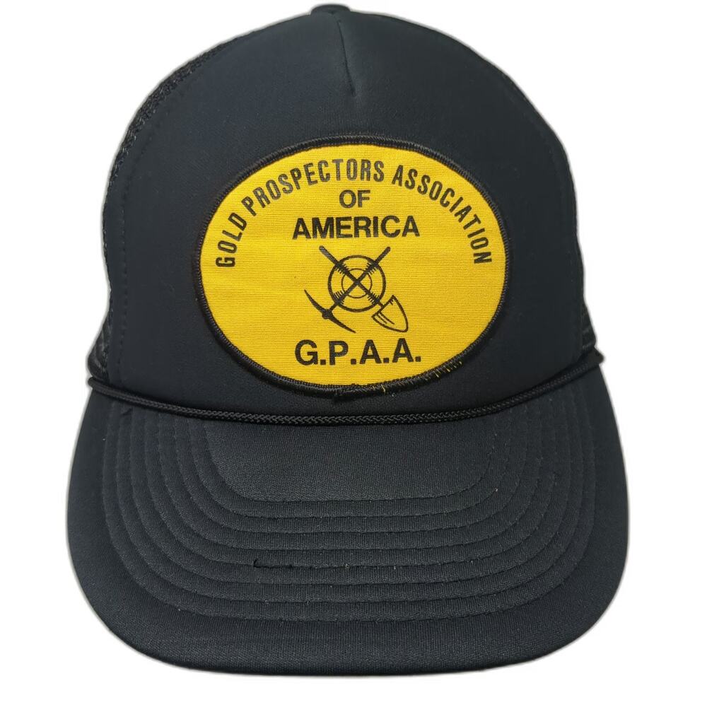 Camco Black Trucker Hat OSFM Mesh Gold Prospectors Association America GPAA Rope